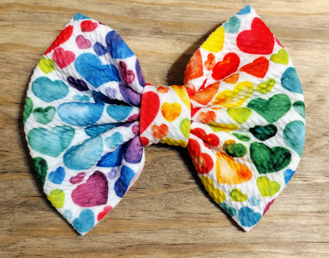 Colorful Hearts Bow