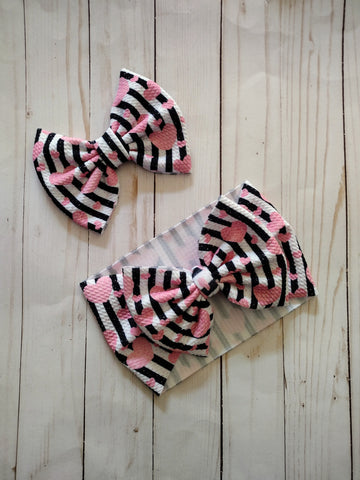 Pink Heart Stripe Head Wrap