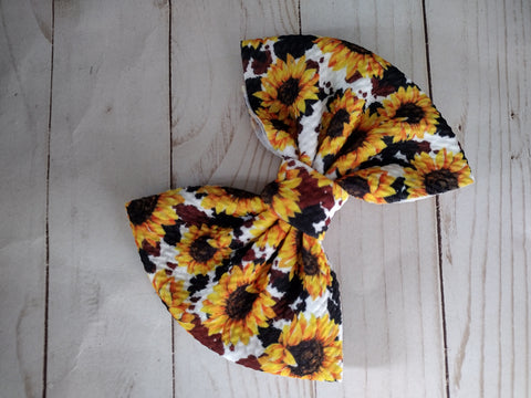 Cow Hide Sunflower Bow