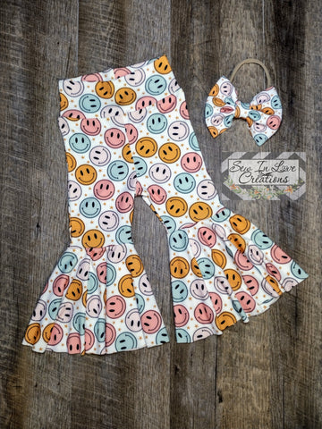 Smiley Bell Bottoms & Bow Set